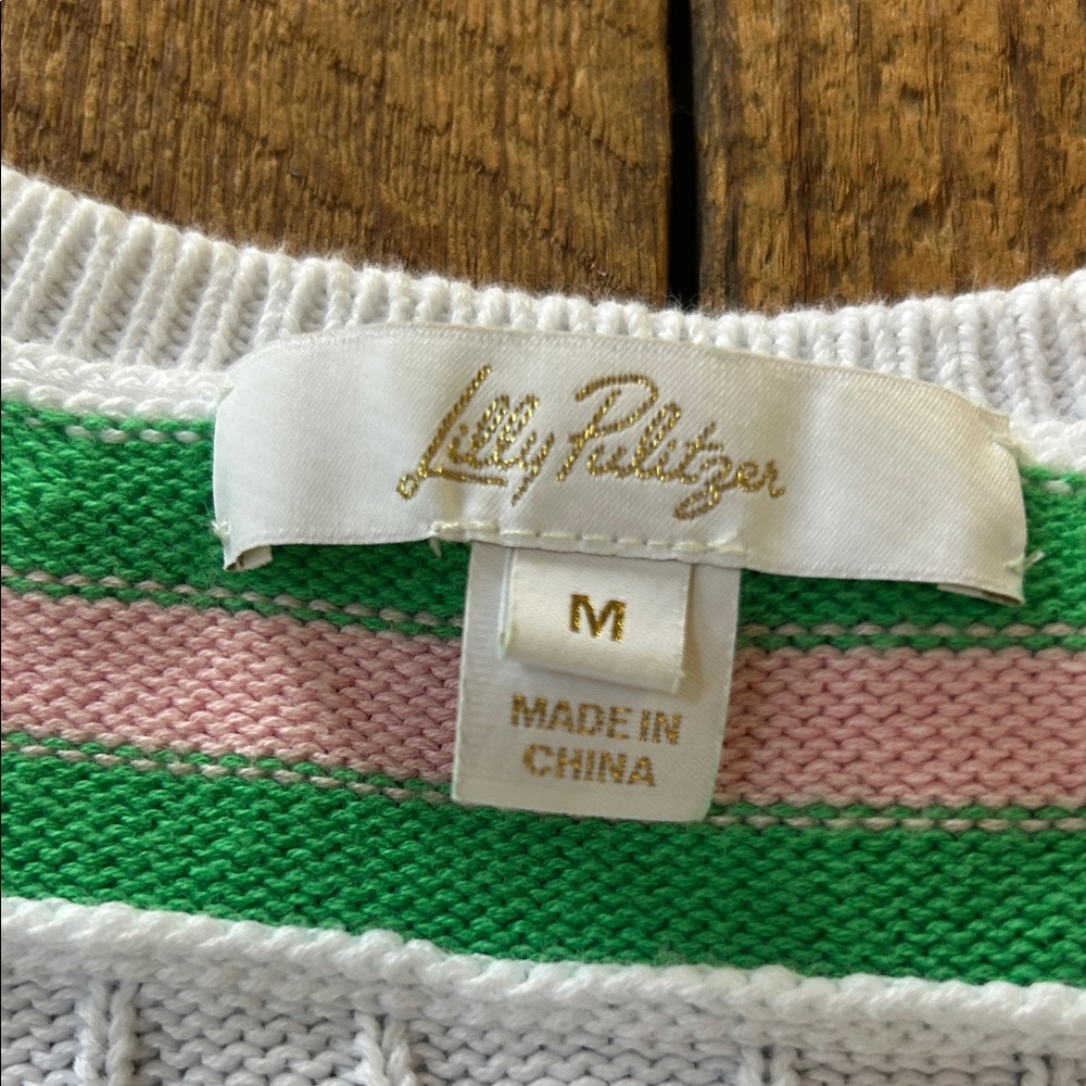 Lilly Pulitzer White Cable-Knit V-Neck Brockton Sweater - Picture 5 of 7